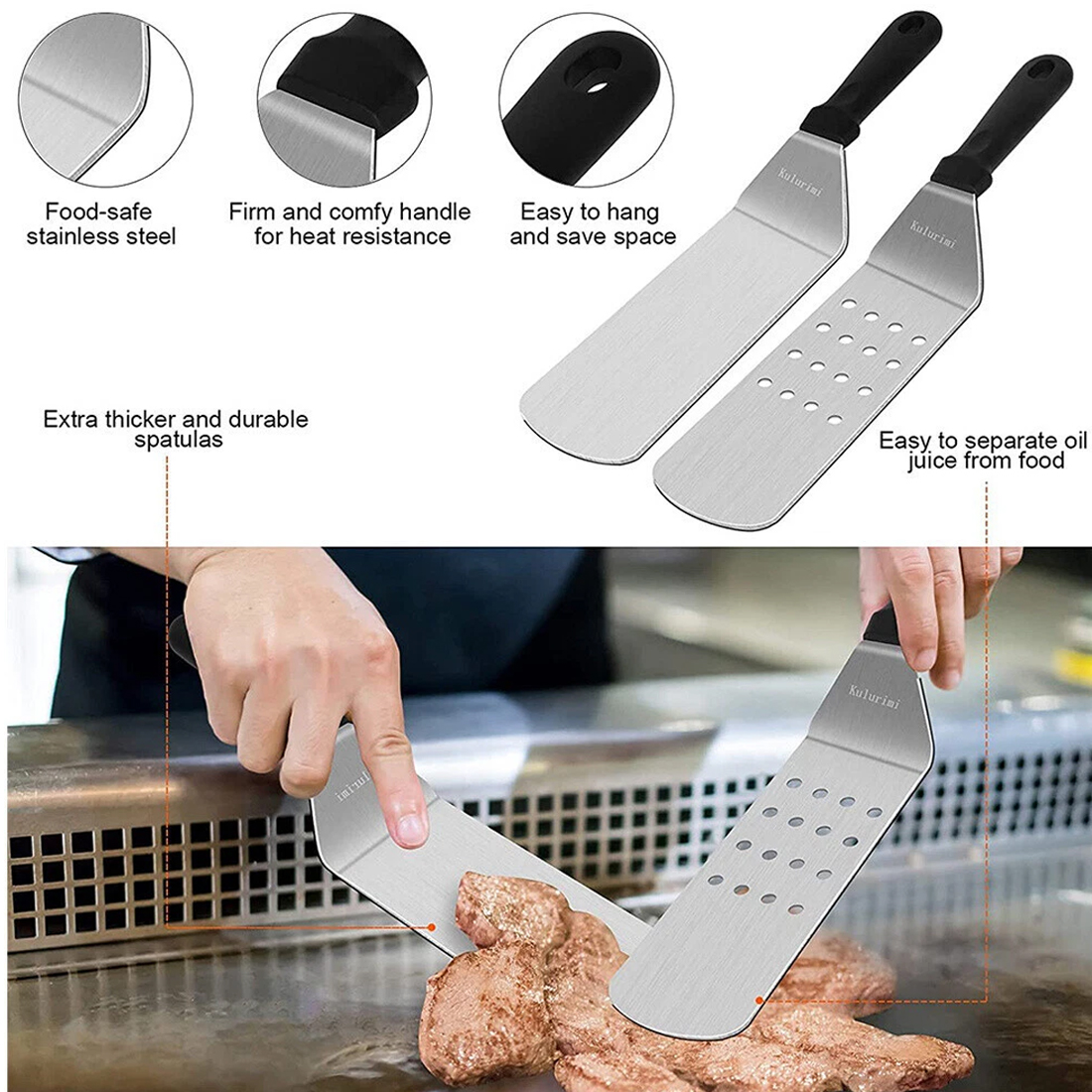 14 Pcs Professional Stainless Steel Griddle Grill Tools Set BBQ Accessories